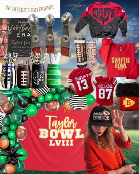Super Bowl Party Taylor Swift Travis Kelce  Chiefs game football game party Taylor swift party 

#LTKGiftGuide #LTKsalealert #LTKparties