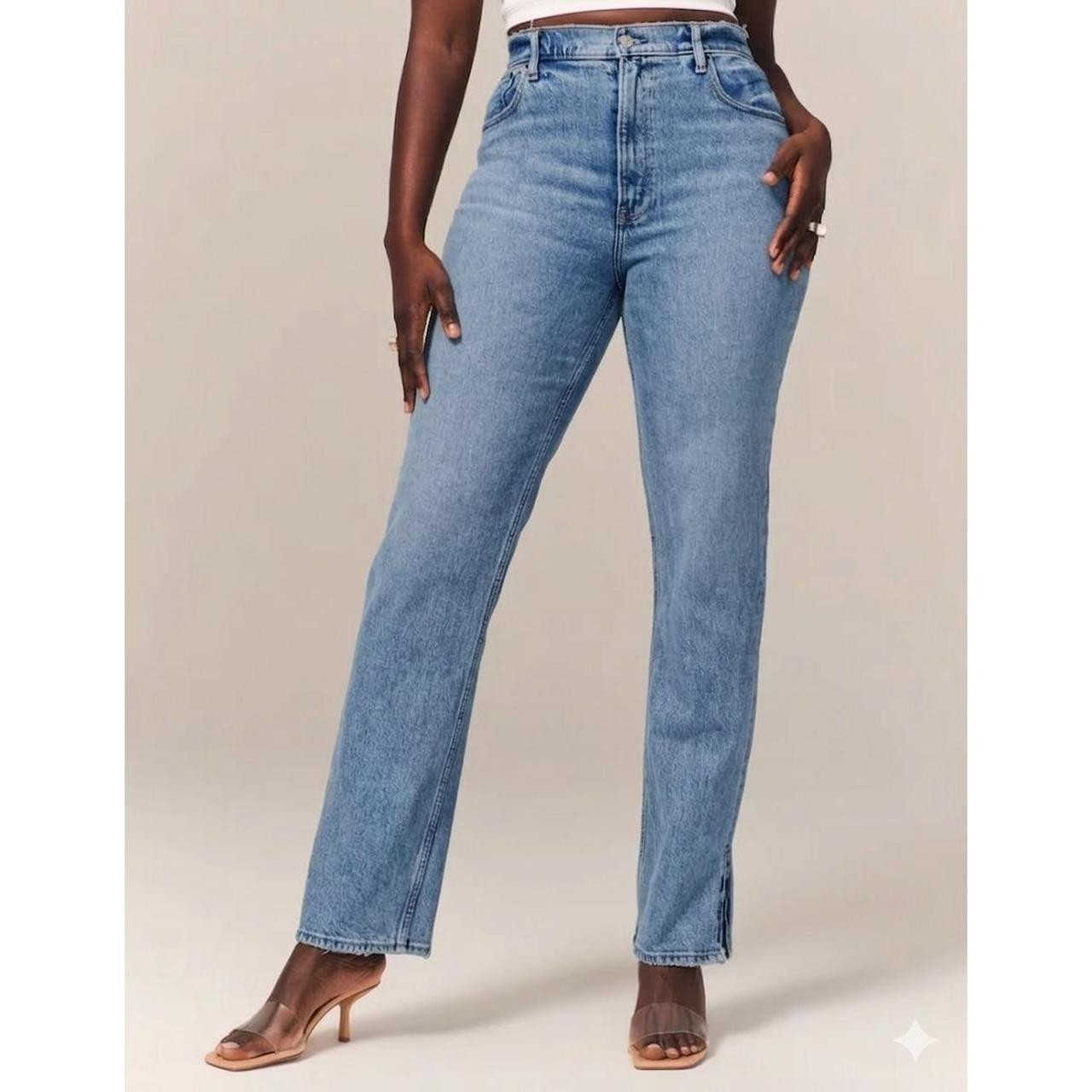 Abercrombie & Fitch Women's High waisted Distressed Jeans - Blue - 6 | Depop US
