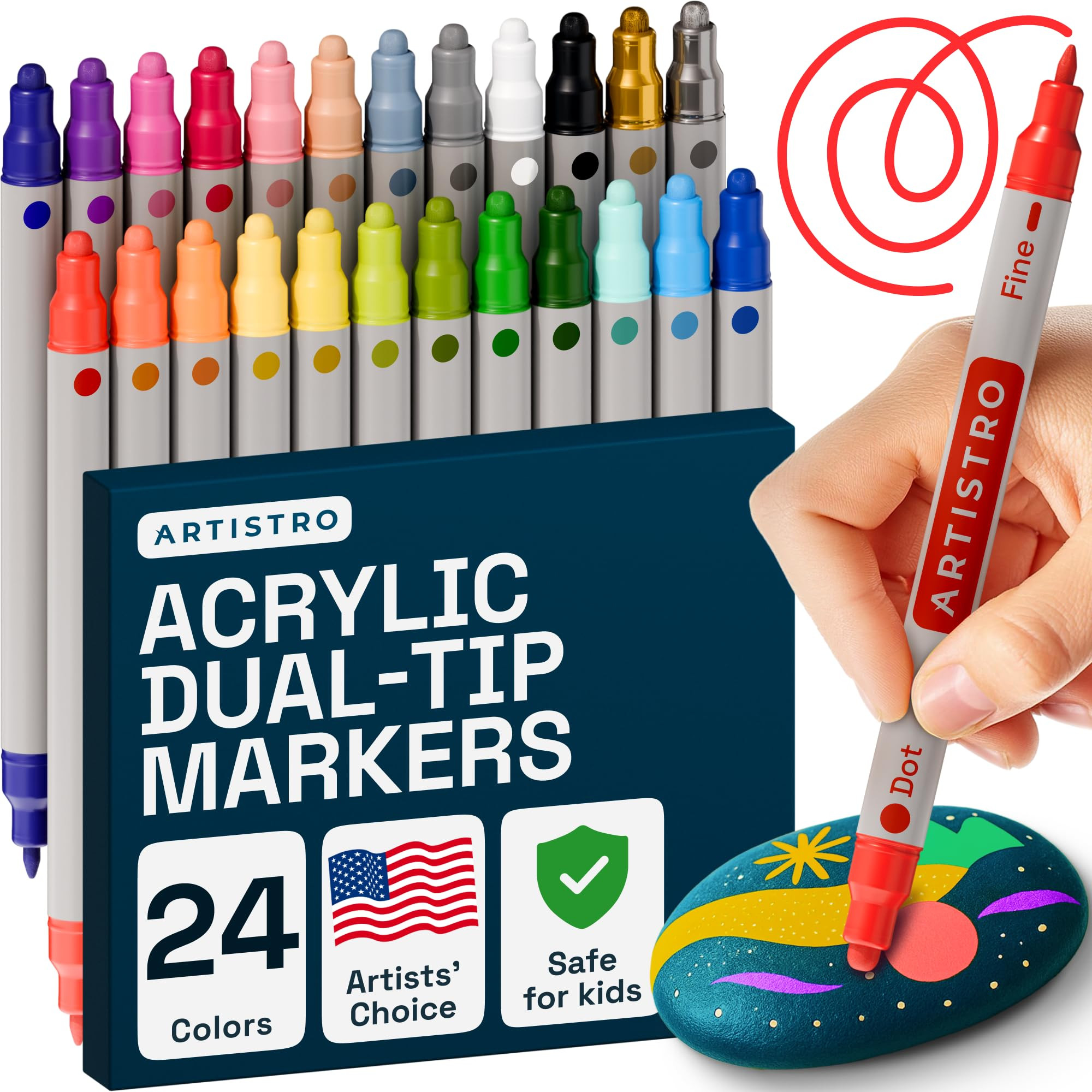 ARTISTRO Vibrant Acrylic Paint Markers for Rock, Fabric, Glass, Wood, Paper, Ceramic, Canvas & Mo... | Amazon (US)