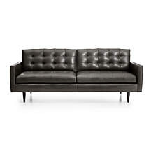 Petrie 86" Leather Mid-Century Sofa + Reviews | Crate & Barrel | Crate & Barrel