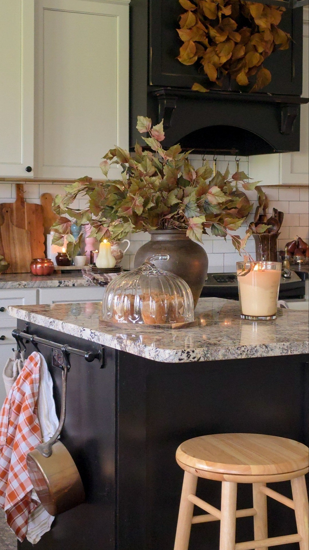 Love this island fall vignette. Keep treats handy with this beautiful pumpkin cloche. And a fall smelling candle is a must!

#LTKSeasonal #LTKHome #LTKfoodie