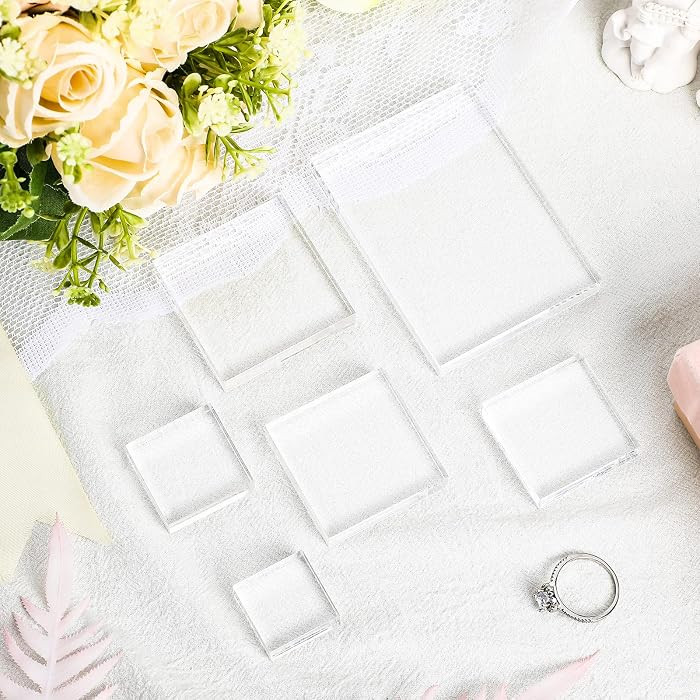 Amyhill 6 Pcs Acrylic Blocks Wedding Flat Lay Props Acrylic Styling Photography Clear Stamp Displ... | Amazon (US)