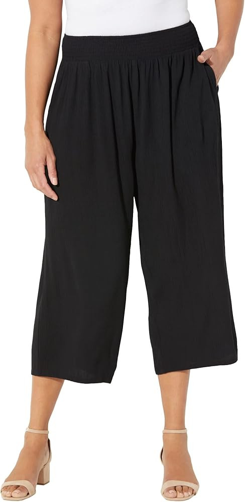 Catherines Women's Plus Size Gauze Pull-On Capri | Amazon (US)