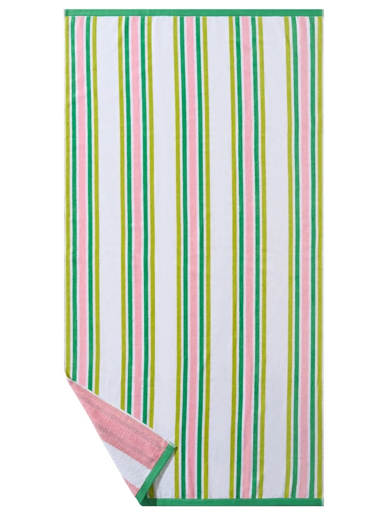 Better Homes & Gardens Oversized Cotton Blend Cabana Beach Towel, 72" x 38", Pink | Walmart (US)