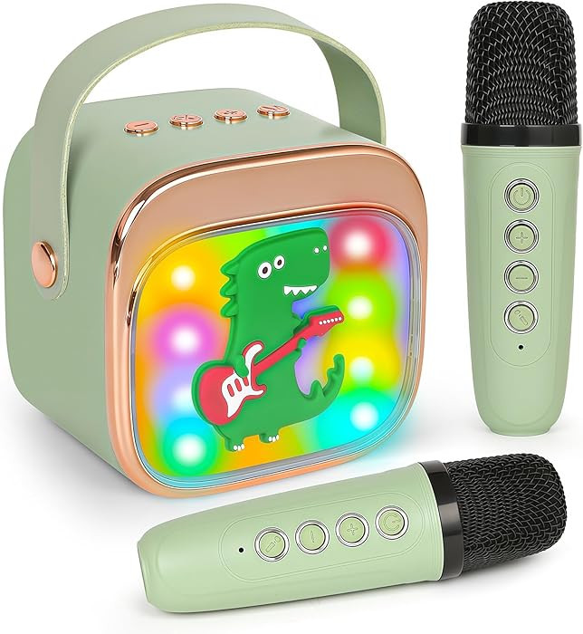 Dinosaur Karaoke Machine for Kids, Portable Mini Karaoke Machine with 2 Wireless Microphones, 4 5... | Amazon (US)