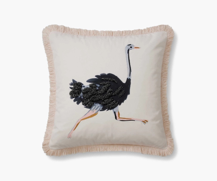Ostrich Embroidered Pillow | Rifle Paper Co.