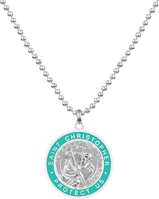 Get Back St. Christopher Surf Necklace | Large - Silver/Teal | Amazon (US)