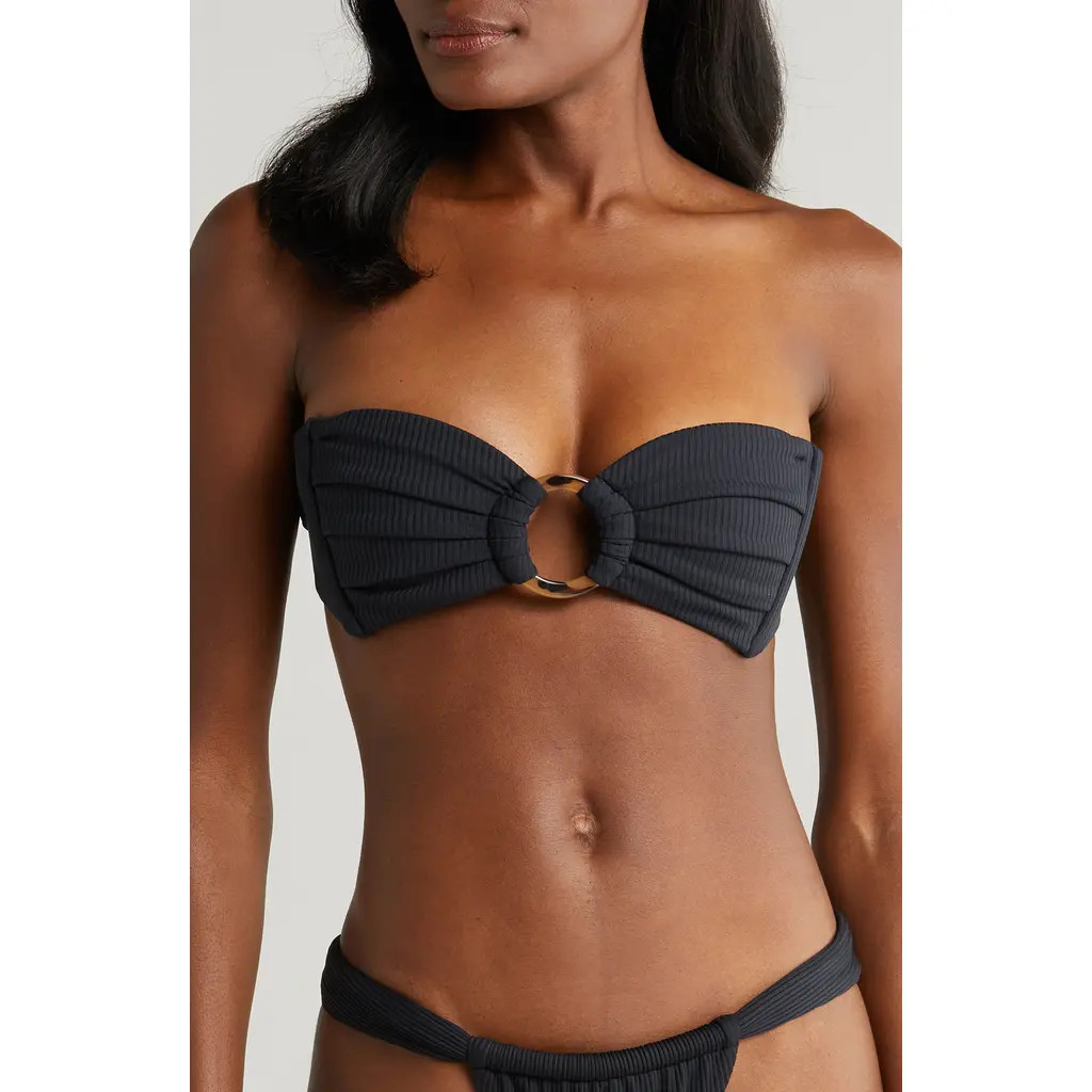 MONTCE Tori O-Ring Rib Bikini Top in Black Rib at Nordstrom, Size X-Large | Nordstrom