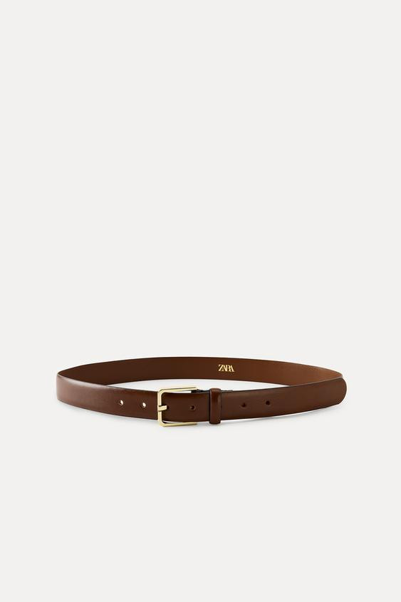 LEATHER BELT WITH SQUARE BUCKLE | Zara US