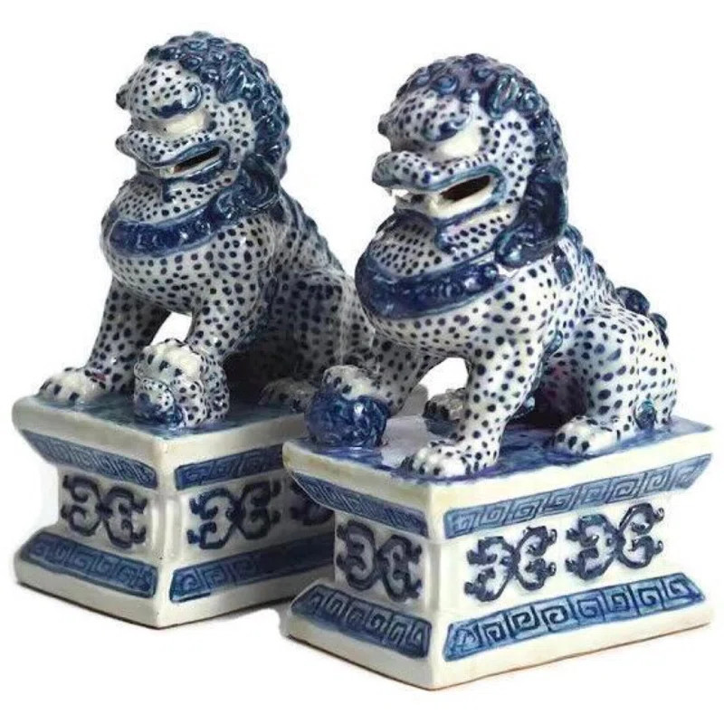 MINI BLUE AND WHITE FOO DOGS | Wayfair Professional