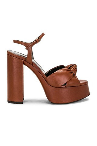 Saint Laurent Bianca Platform Sandal in Brown | FWRD 