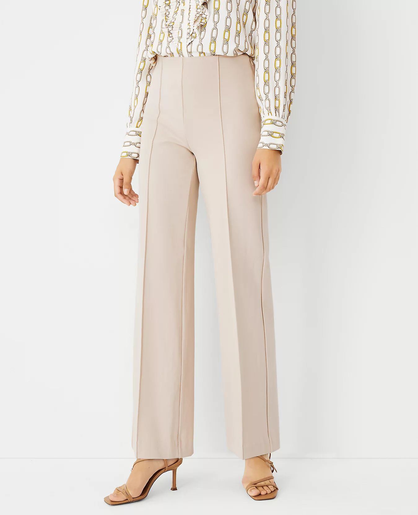 The High Waist Side Zip Straight Pant in Twill | Ann Taylor (US)