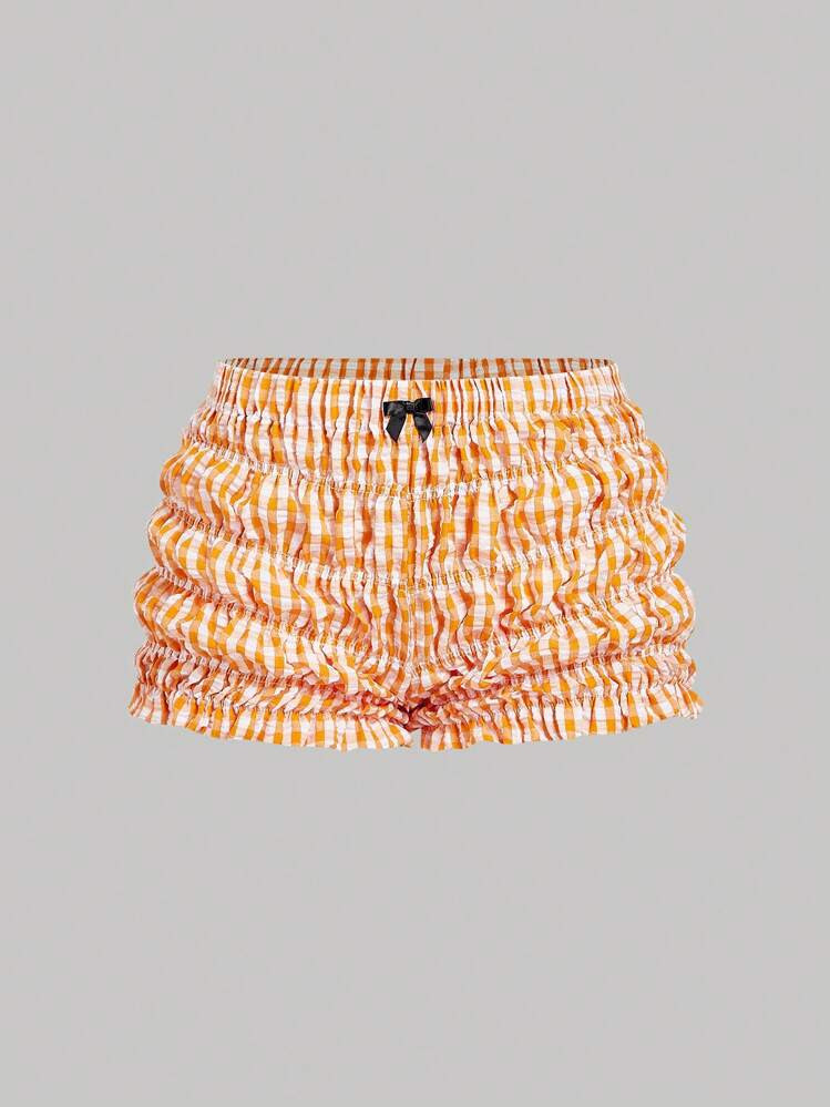 SHEIN MOD Kawaii Bow Women Ruched Micro Mini Shorts, Devil Costume, Sexy Costume, Bloomer Shorts, Women,Micro Shorts | SHEIN