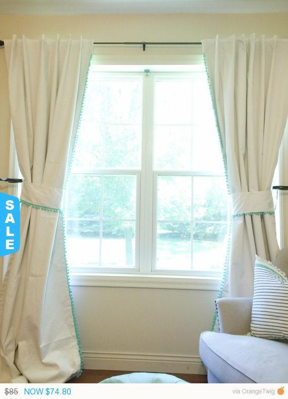 Pom Pom Curtain, Pom Pom Decor, Tassel Curtain, Cafe curtain panel , or Valance Order, Pom Trimmed C | Etsy (US)