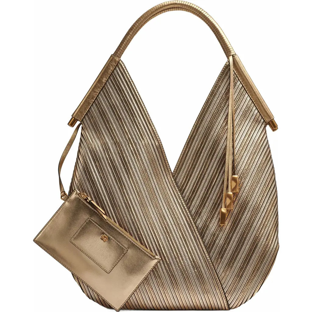 Donna Karan New York Baldwin Large Metallic Shoulder Bag in Gold at Nordstrom | Nordstrom
