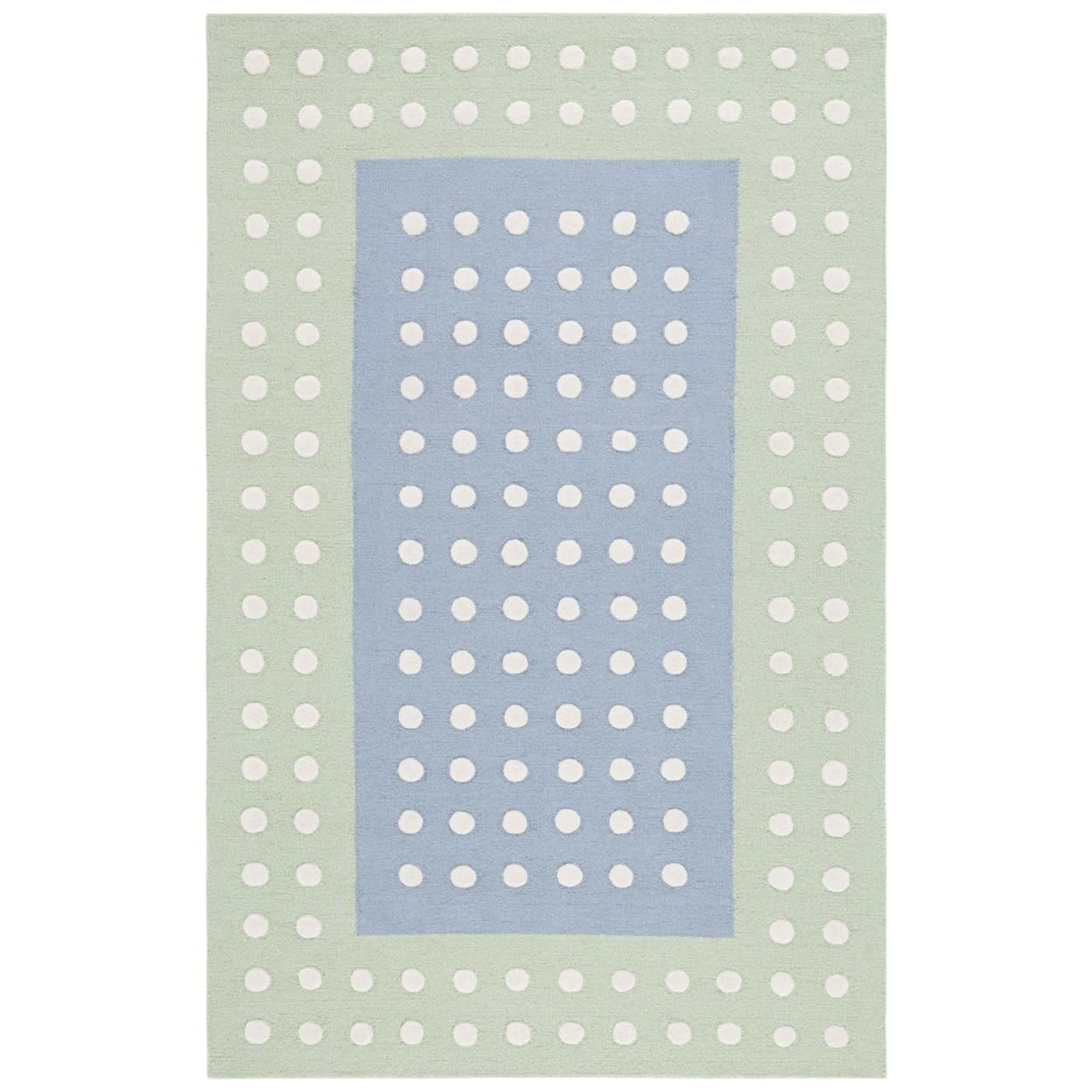 SAFAVIEH Kids Collection Area Rug - 5' Square, Blue & Green, Handmade Polka Dot Wool, Ideal for H... | Amazon (US)