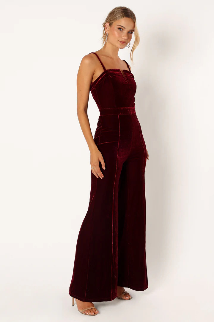 Lexie Velvet Jumpsuit - Burgundy | Petal & Pup (US)