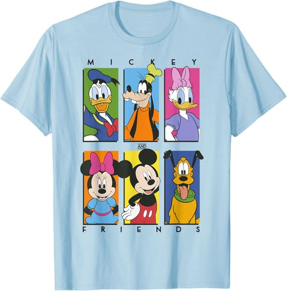 Disney Mickey And Friends Group Shot Panels T-Shirt | Amazon (US)