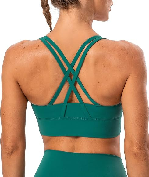Lavento Women's Strappy Sports Bra Medium Support Workout Training Top | Amazon (US)