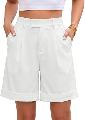 luvamia Dress Shorts for Women High Waisted Baggy Pleated Work Wide Leg Shorts Dressy Casual with... | Amazon (US)