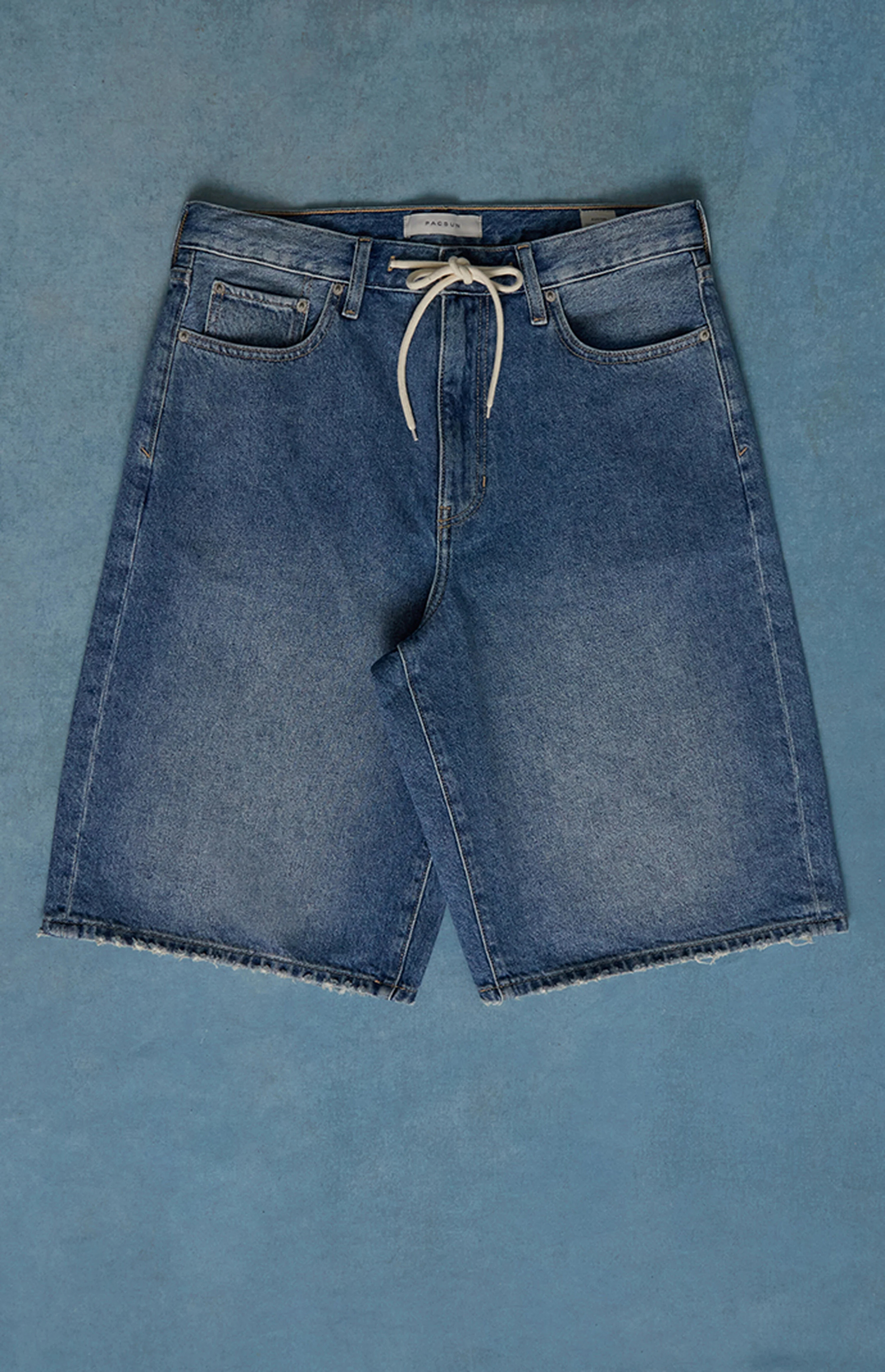 Pacsun Austin Extreme Baggy Denim Shorts Drawstring Medium Blue | PacSun