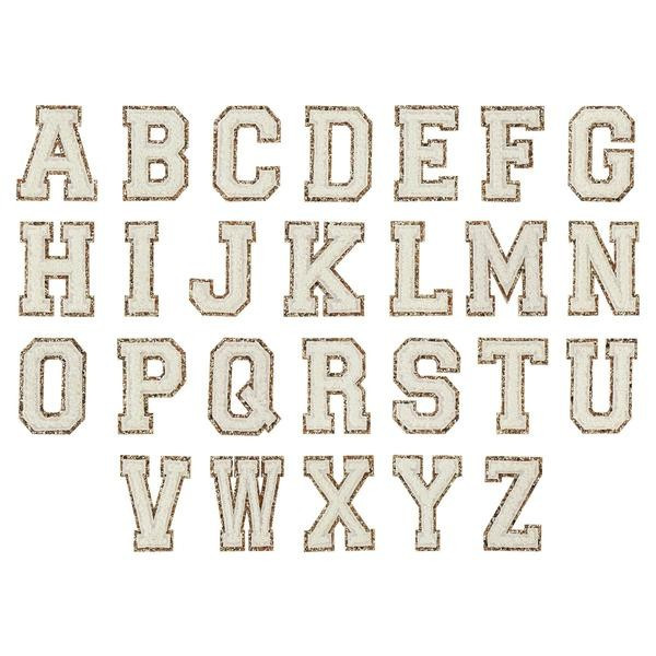 Blanc Glitter Varsity Letter Patches | Stoney Clover Lane