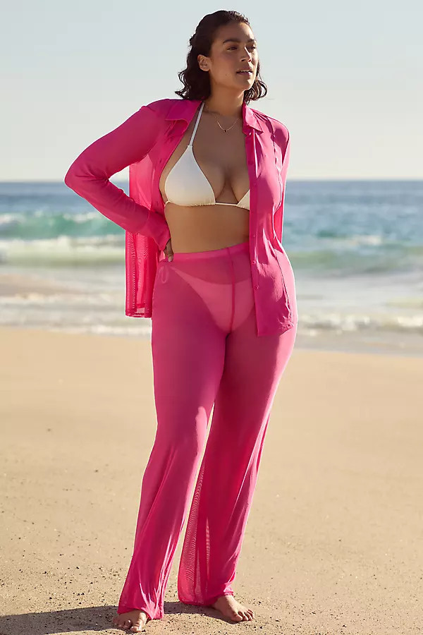 Wide-Leg Mesh Cover-Up Pants | Anthropologie (US)