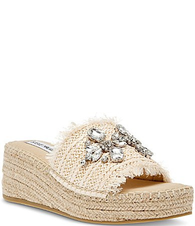Steve Madden Citra Jeweled Raffia Espadrille Wedge Platform Sandals - 9.5 | Dillard's