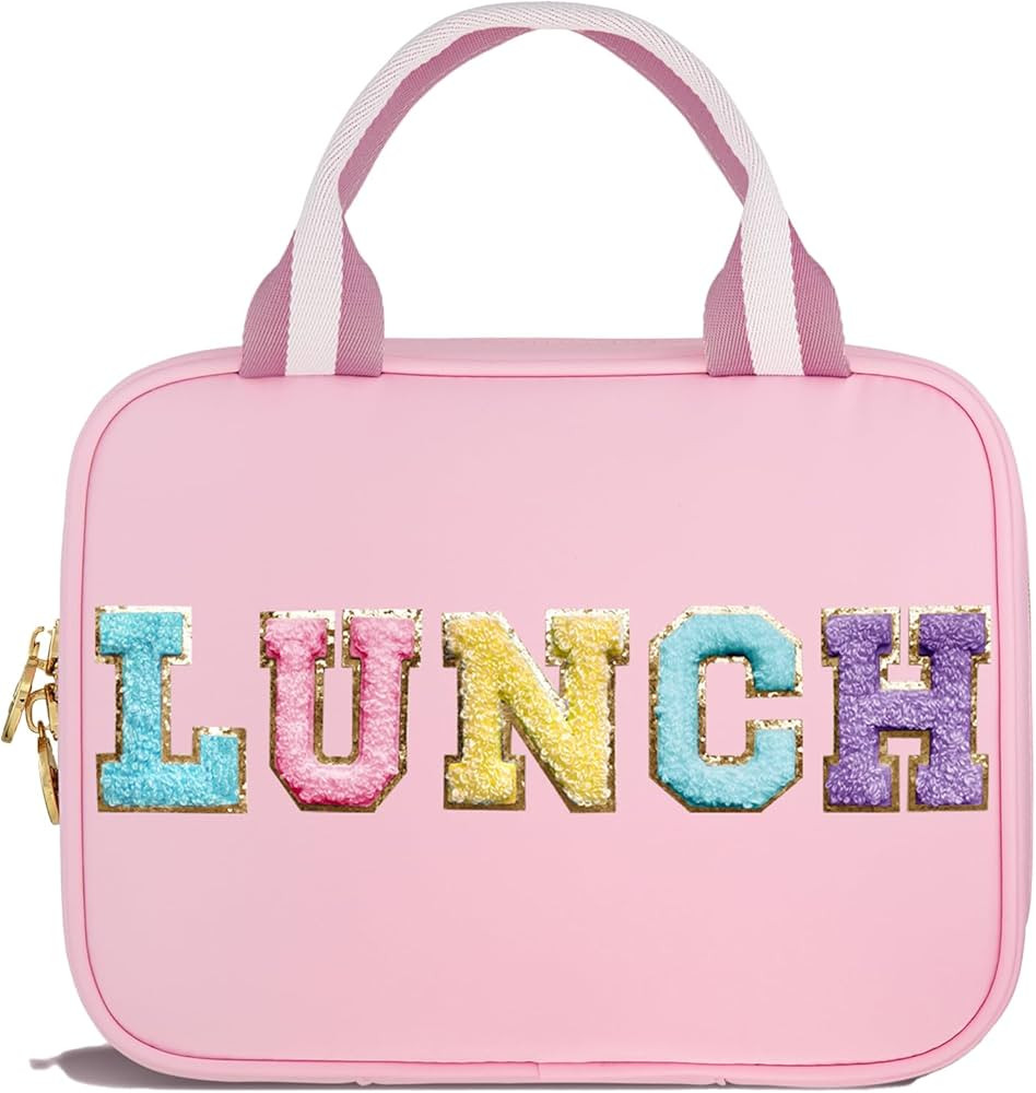 Janhavi Cute Insulated Lunch Bag with Chenille Letters for Women, Reusable Personalized Preppy Lu... | Amazon (CA)
