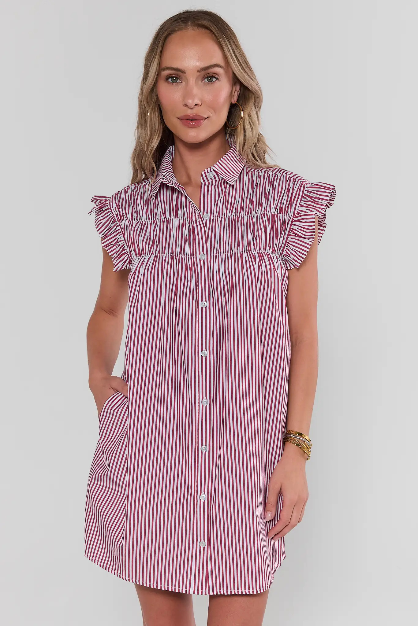 Neacie Red Striped Short Dress | Avara