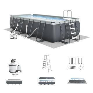 Ultra XTR 18 ft. x 9 ft. Rectangular 52 in. Deep Hard Sided Above Ground Pool Set with Pump | The Home Depot