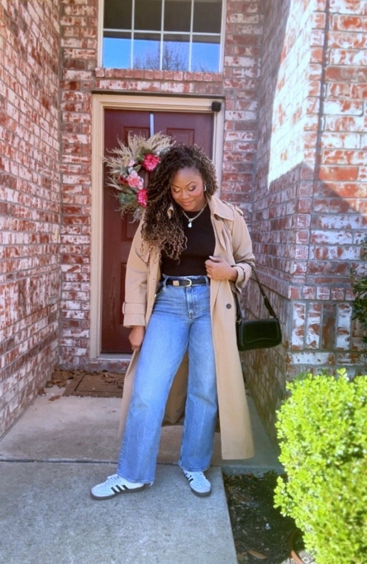 Rainy day outfit featuring my favorite trenchcoat, Adidas Sambas, Abercrombie jeans, and ribbed top. @adidas @abercrombie 

#LTKootd