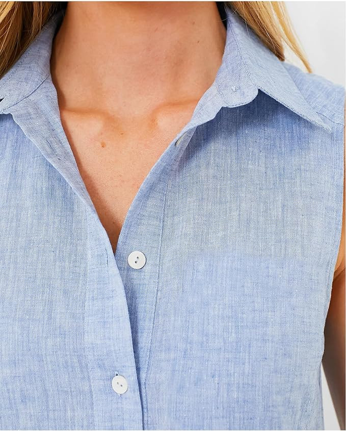 Women‘s Sleeveless Shirt Dress Ruffle Hem Cotton Tunic Tank Dress Button Up Swing Shift Mini Dr... | Amazon (US)