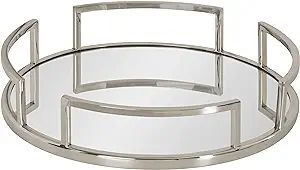 Kate and Laurel Gohana Modern Mirrored Tray, 16 Inch Diameter, Silver, Decorative Round Mirror Tr... | Amazon (US)