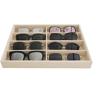 Large Beige Premium Quality Velvet Glasses Box Tray Stackable Practical Trade Show Home Use Jewelry  | Amazon (US)