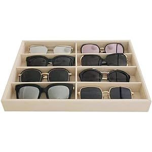 Large Beige Premium Quality Velvet Glasses Box Tray Stackable Practical Trade Show Home Use Jewelry  | Amazon (US)