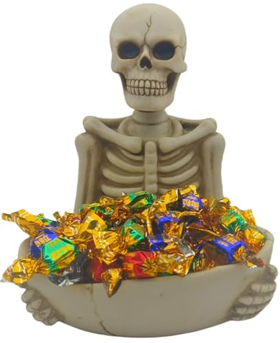 CUZOKOLA STORES Skull Decor Halloween Candy Bowl Dish Large for Home Office Desk Decorations Skull Candy Tray Holder Snack with Hand Skulls Serving Bowl Desk Decor | Amazon (US)