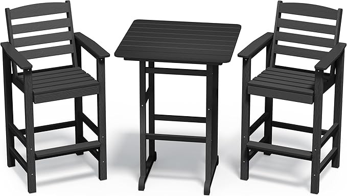 SERWALL Balcony Adirondack Chairs and Table 3 Pieces Set, Adirondack Bar Height Chairs Set of 2 a... | Amazon (US)