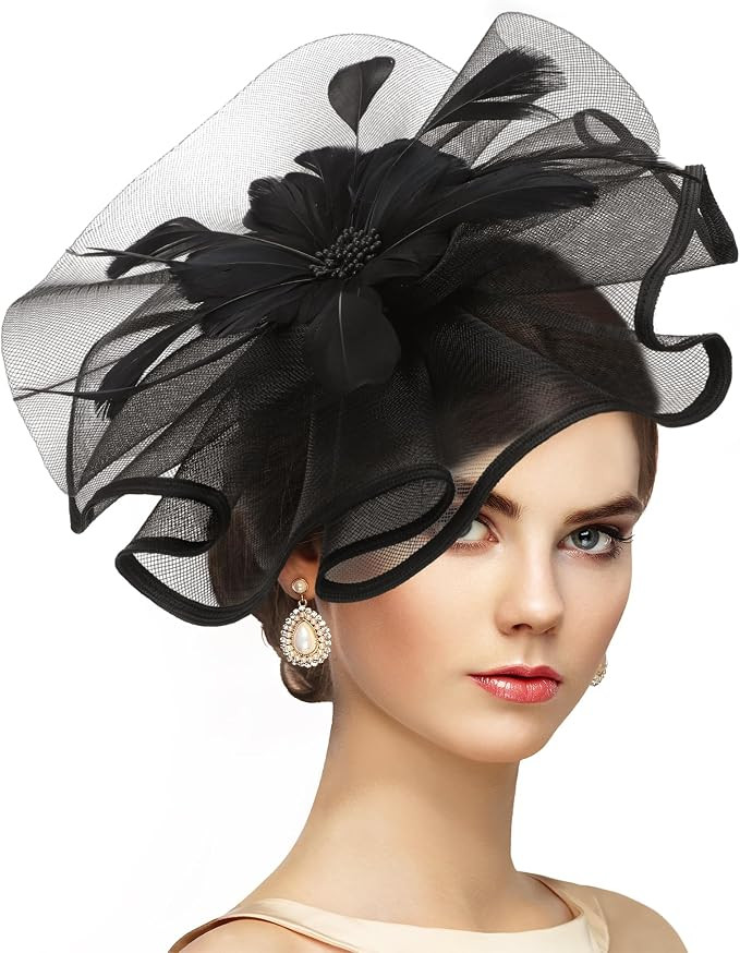 Vintage Tea Party Hat - 2025 Mesh Kentucky Fascinators Headband Flower Feather Derby Hats for Wom... | Amazon (US)