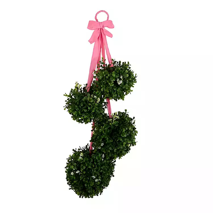 Pink Velvet Bow Boxwood Swag | Kirklands Home | Kirklands