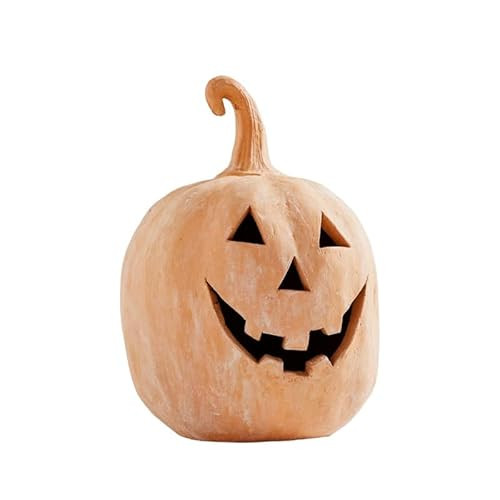 Terracotta Pumpkin Jack-O'-Lantern - Ceramic Halloween Pumpkin Decor for Indoor & Outdoor Display, Fall Autumn Seasonal Decorations (Orange - 20cm Height) | Amazon (US)