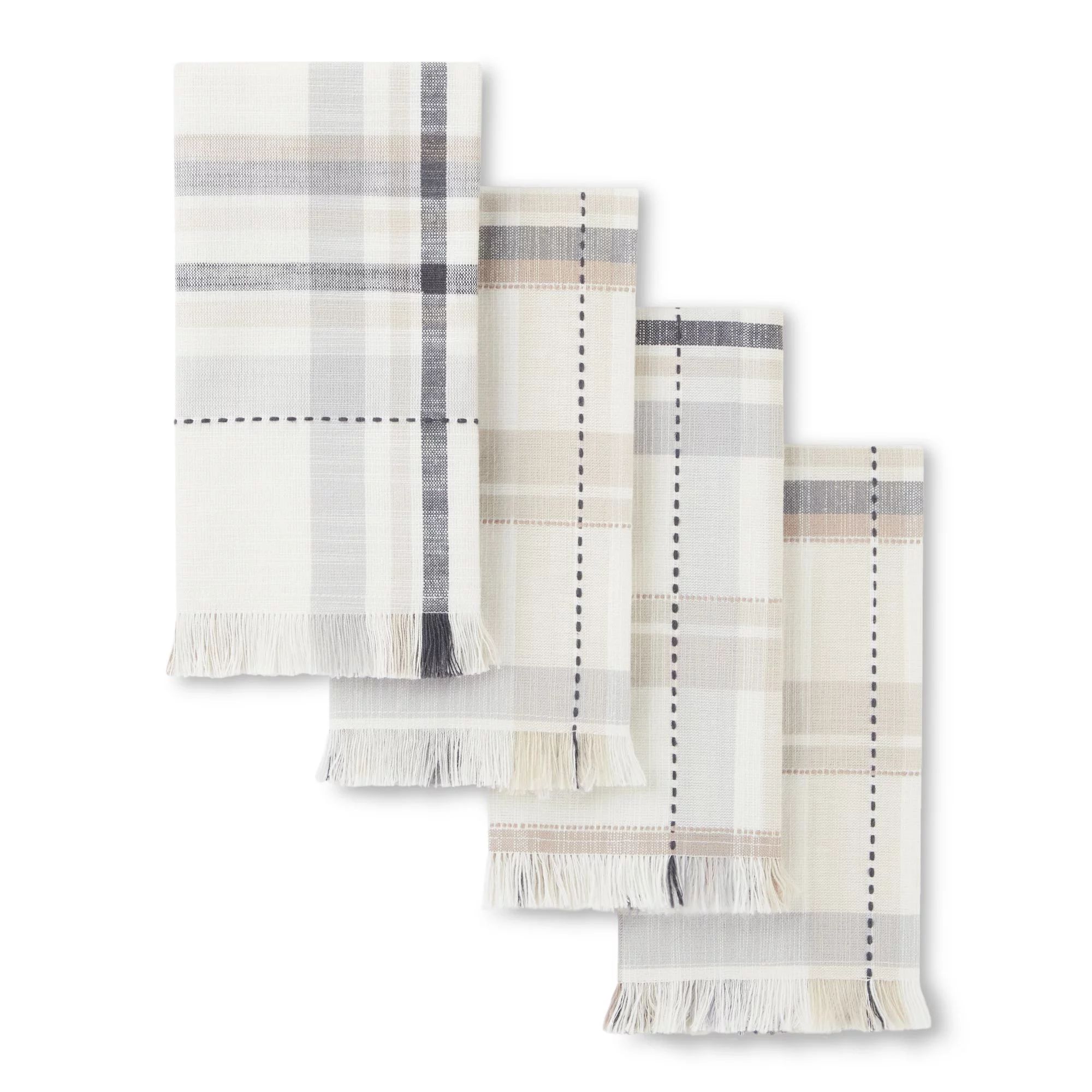 Better Homes & Garden Monday Square Fabric Napkin Set, Beige, 20"W x 20"L, 4 Pieces | Walmart (US)