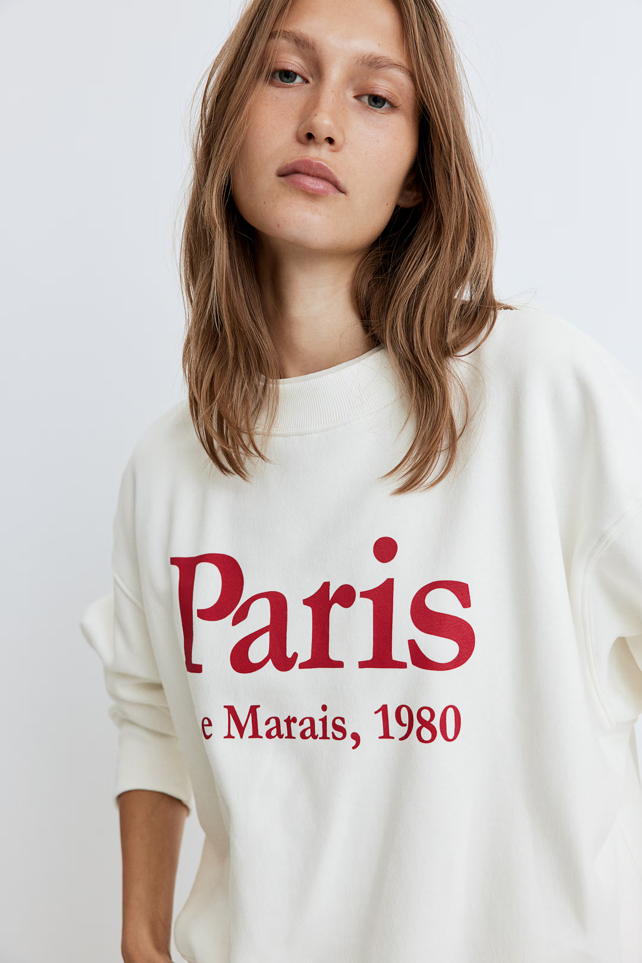 Sweatshirt with Text Motif - White/Paris - Ladies | H&M US | H&M (US + CA)