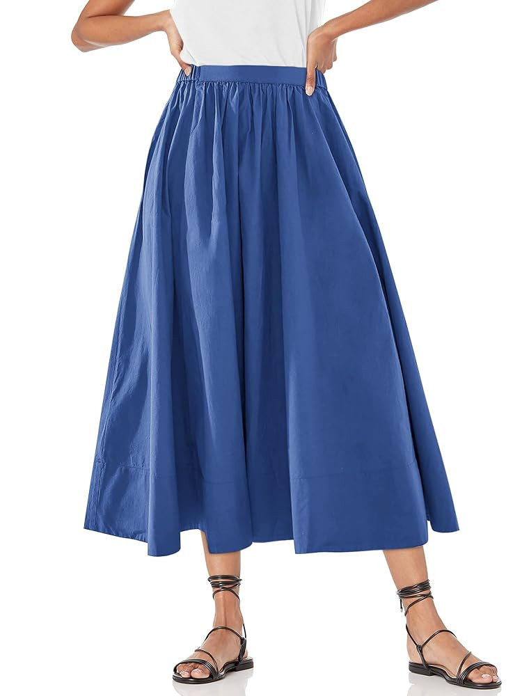 Yousify Women’s A-Line Midi Skirts Casual Elastic High Waist Flowy Swing Pleated Beach Boho Lon... | Amazon (US)