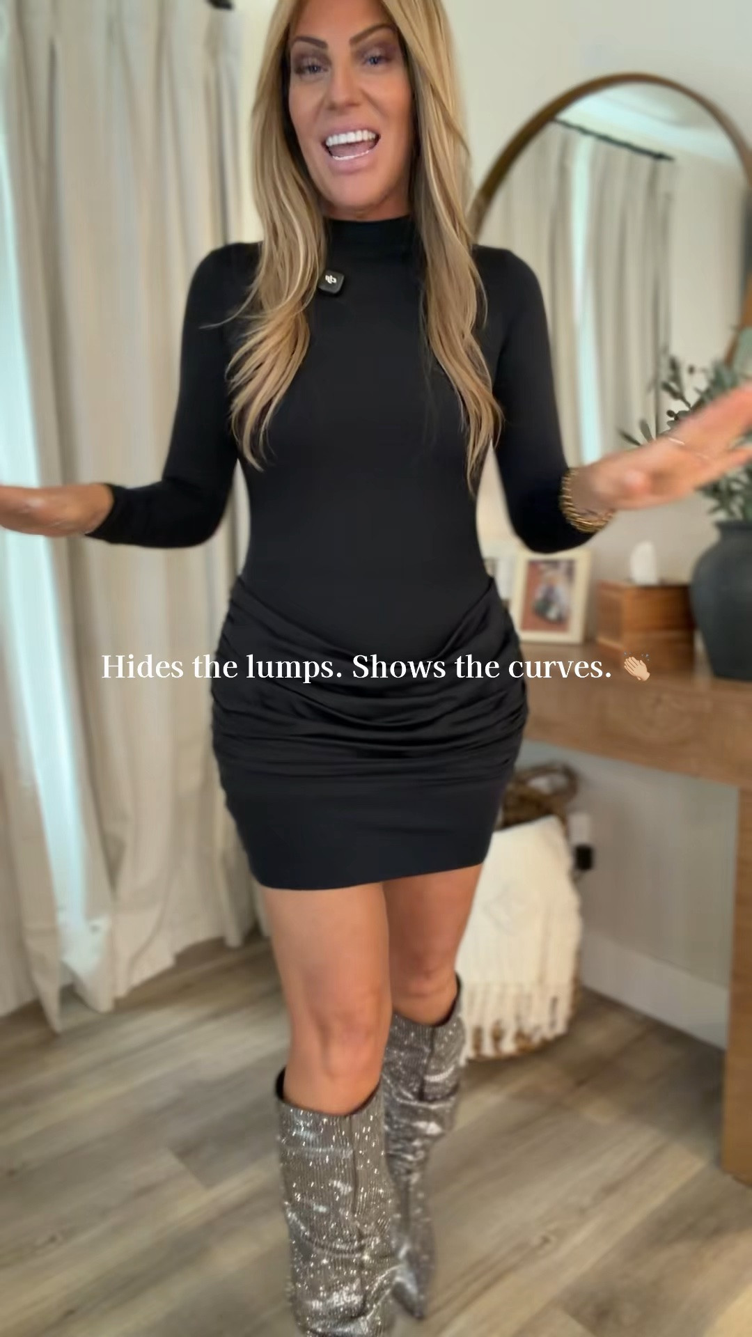 A party dress that understands the assignment. ✨ The ruching is SO flattering and hides all the little things I don’t want showing.

#LTKSeasonal
