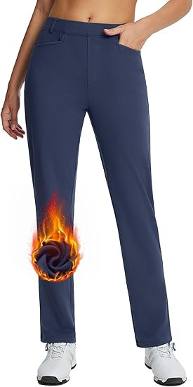 BALEAF Women's Golf Pant Winter Fleece Lined Pants with Belt Loops Pockets Travel Work Casual | Amazon (US)