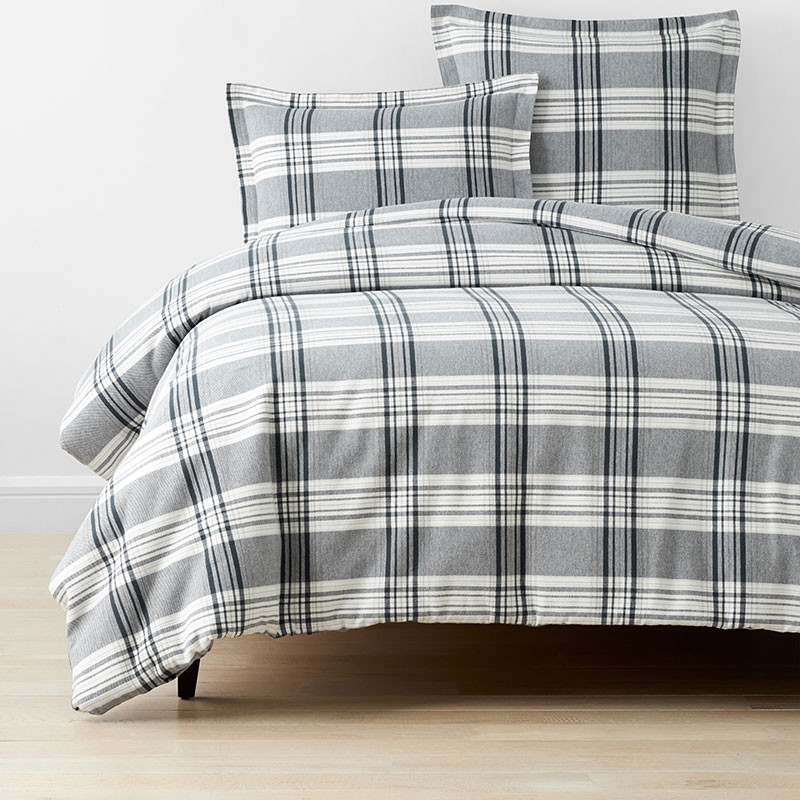 Classic Plaid Ultra-Cozy Cotton Velvet Flannel Duvet Cover - Walter, Queen | The Company Store