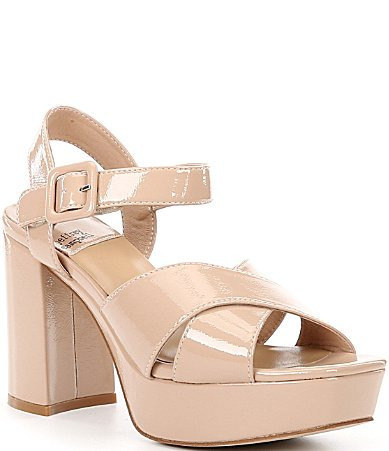 Jeffrey Campbell Amma Patent Platform Block Heel Sandals - 9.5 | Dillard's
