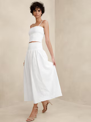 Smocked-Waist Poplin Maxi Skirt | Banana Republic Factory