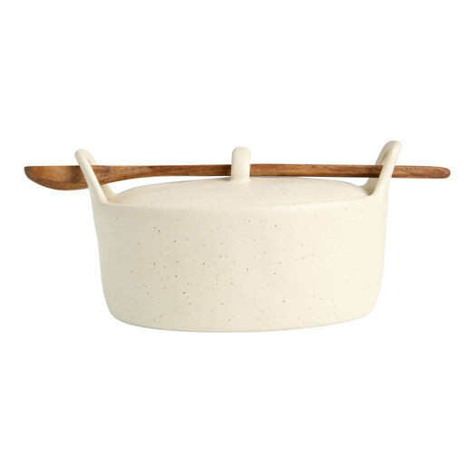 Mini Oval Speckled Ceramic Cocotte Baking Dish with Spoon by World Market | World Market